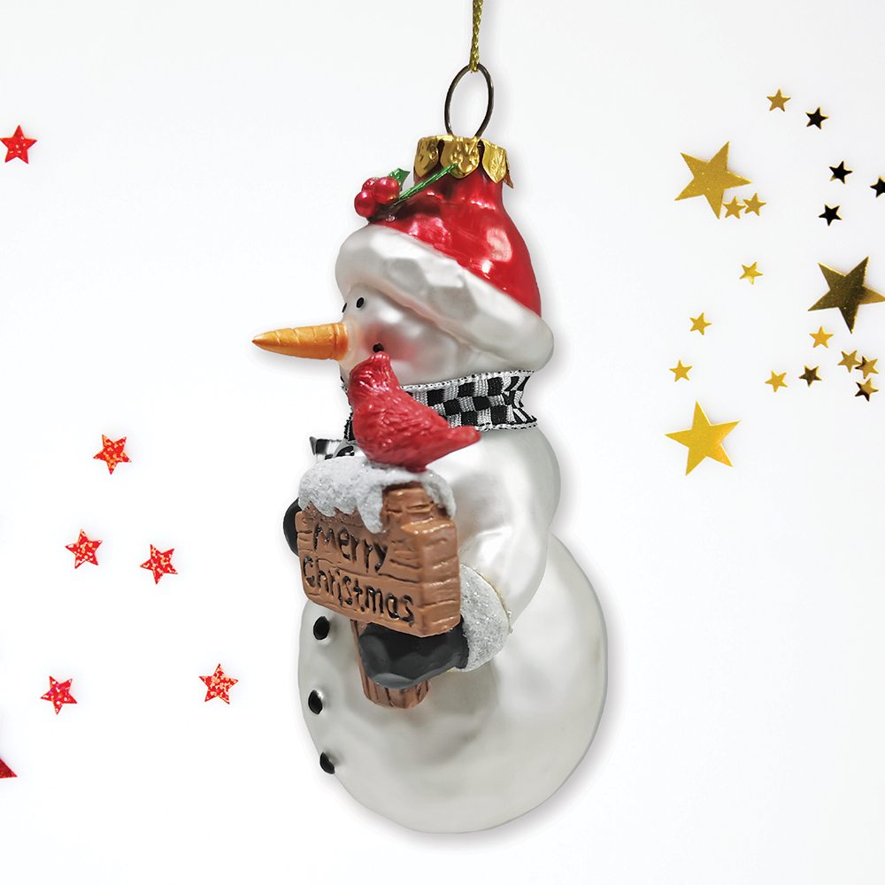 Frosty Neighborhood Snowman Glass Ornament