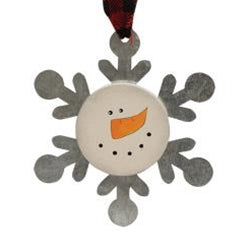 Snowman Head Metal Snowflake Ornament