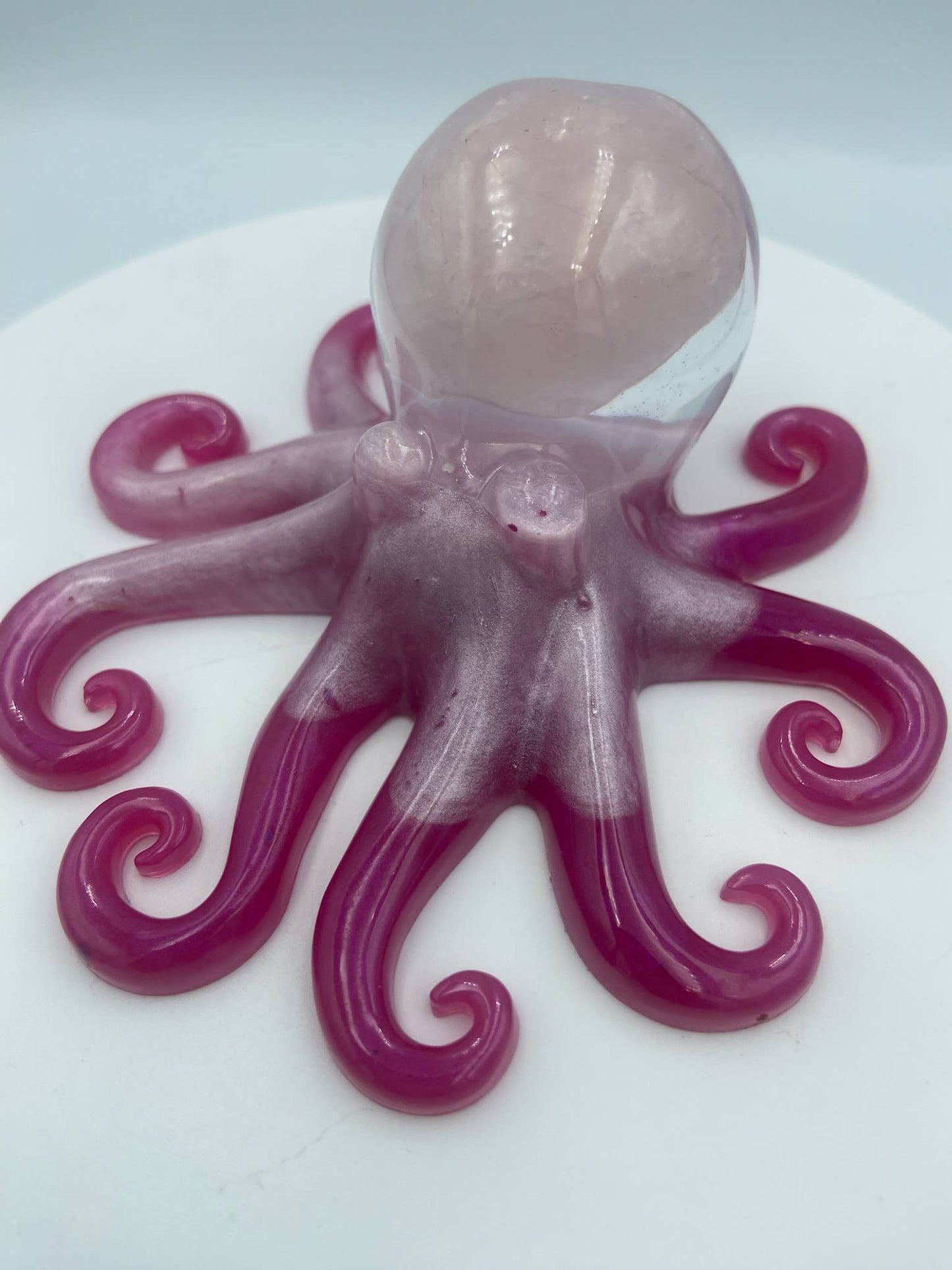 Octopus Figurine with a Rose Quartz Crystal