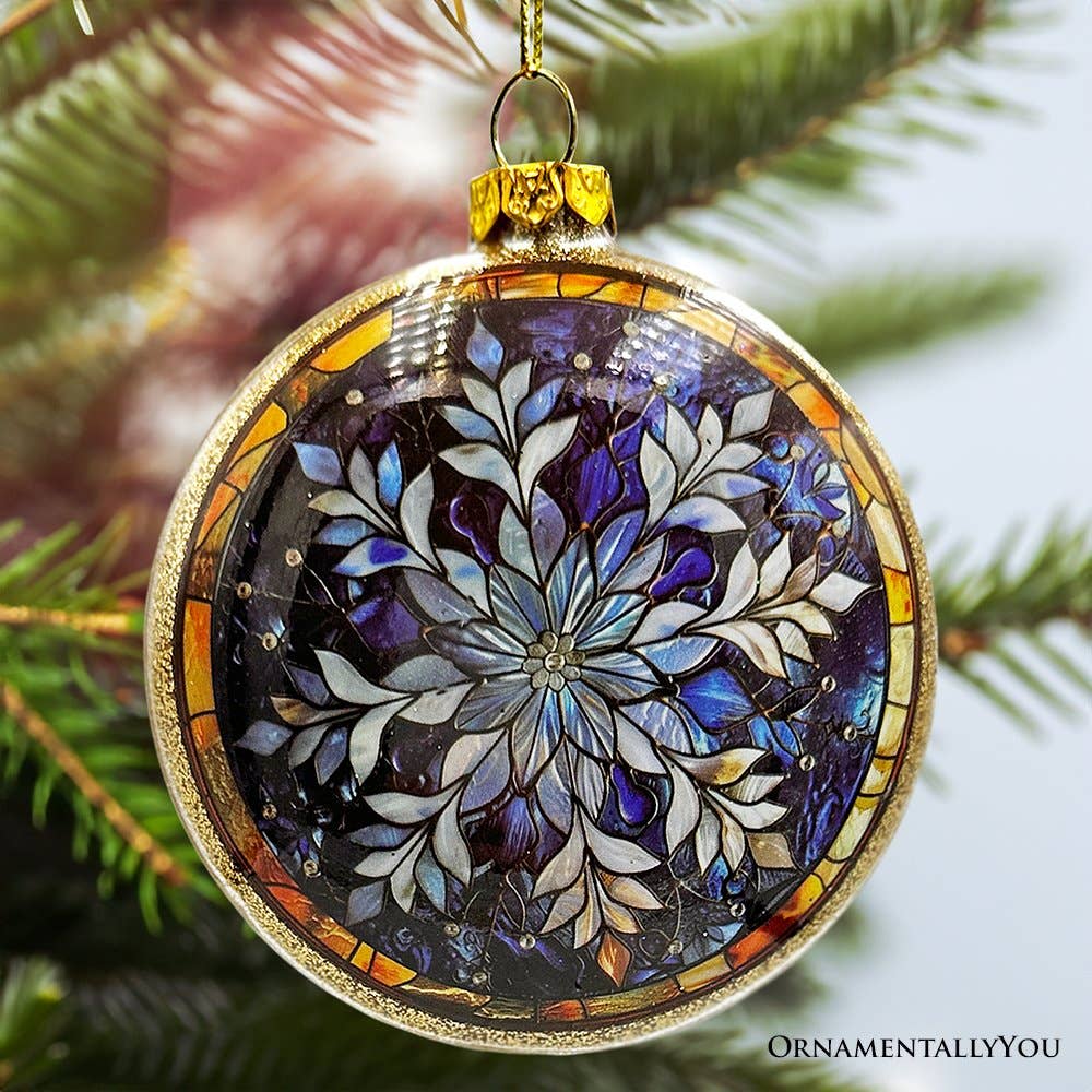 Festive Snowman Stained Glass Ornament