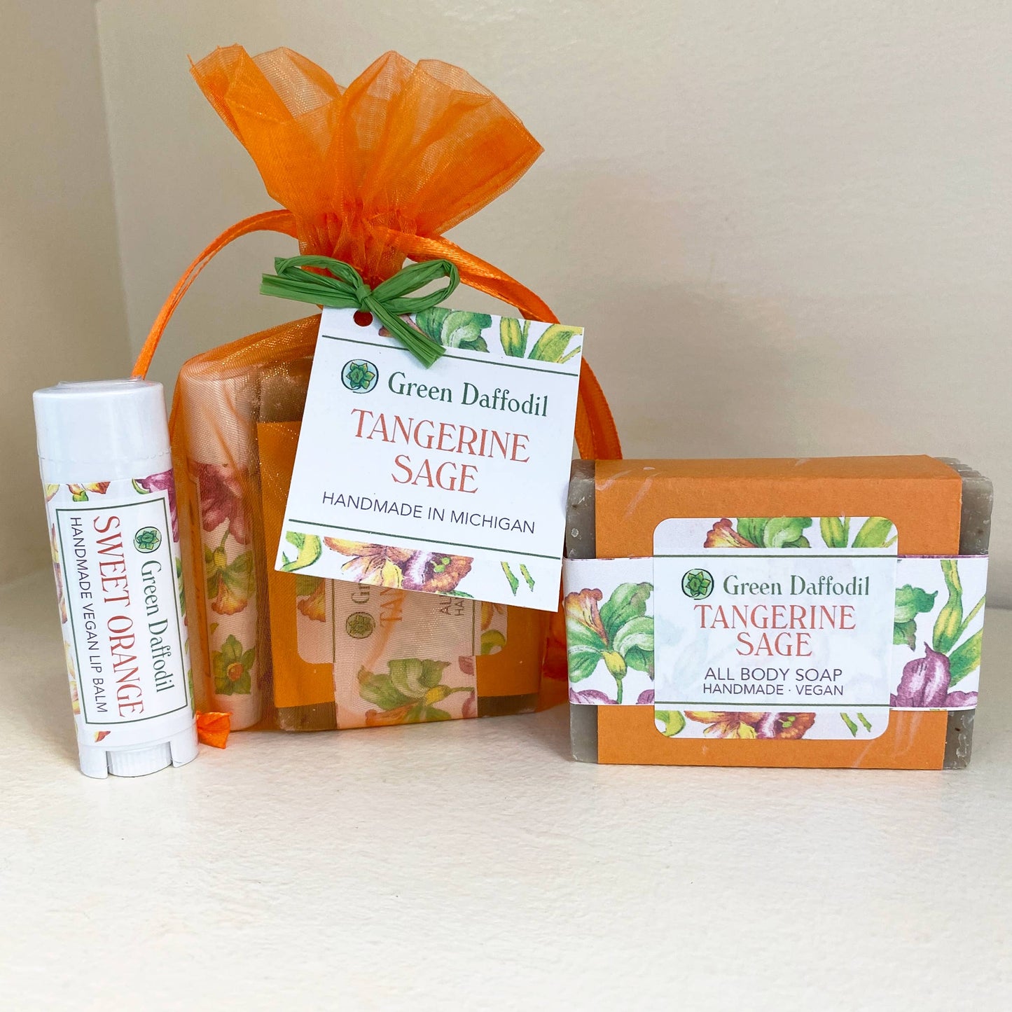 Tangerine Sage Soap & Lip Balm Organdy Gift Set