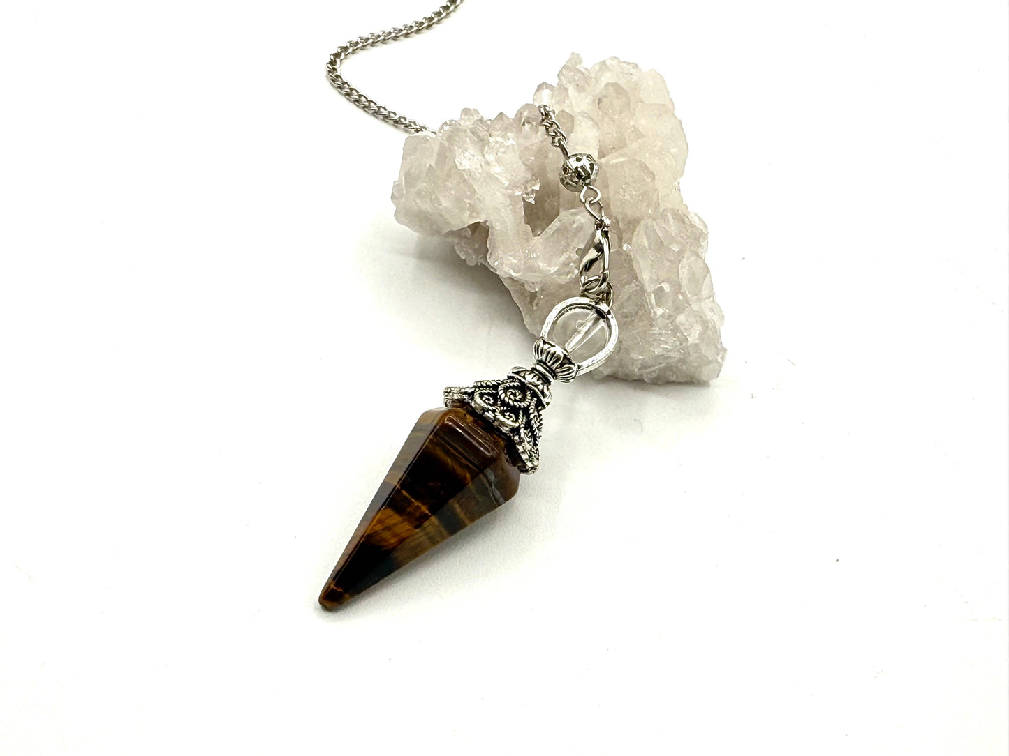 Yellow Tiger Eye Double Cap Pendulum
