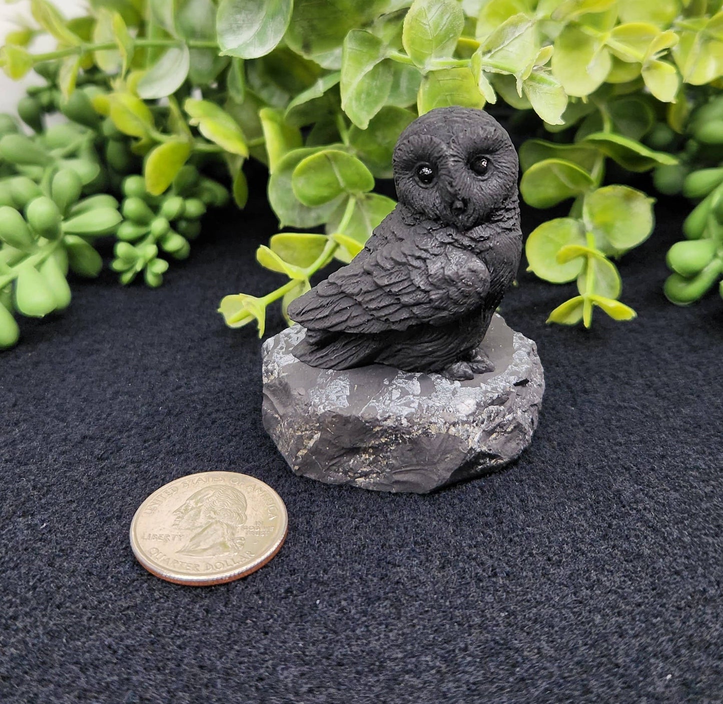 Shungite Figurine Owl Facing Sideways