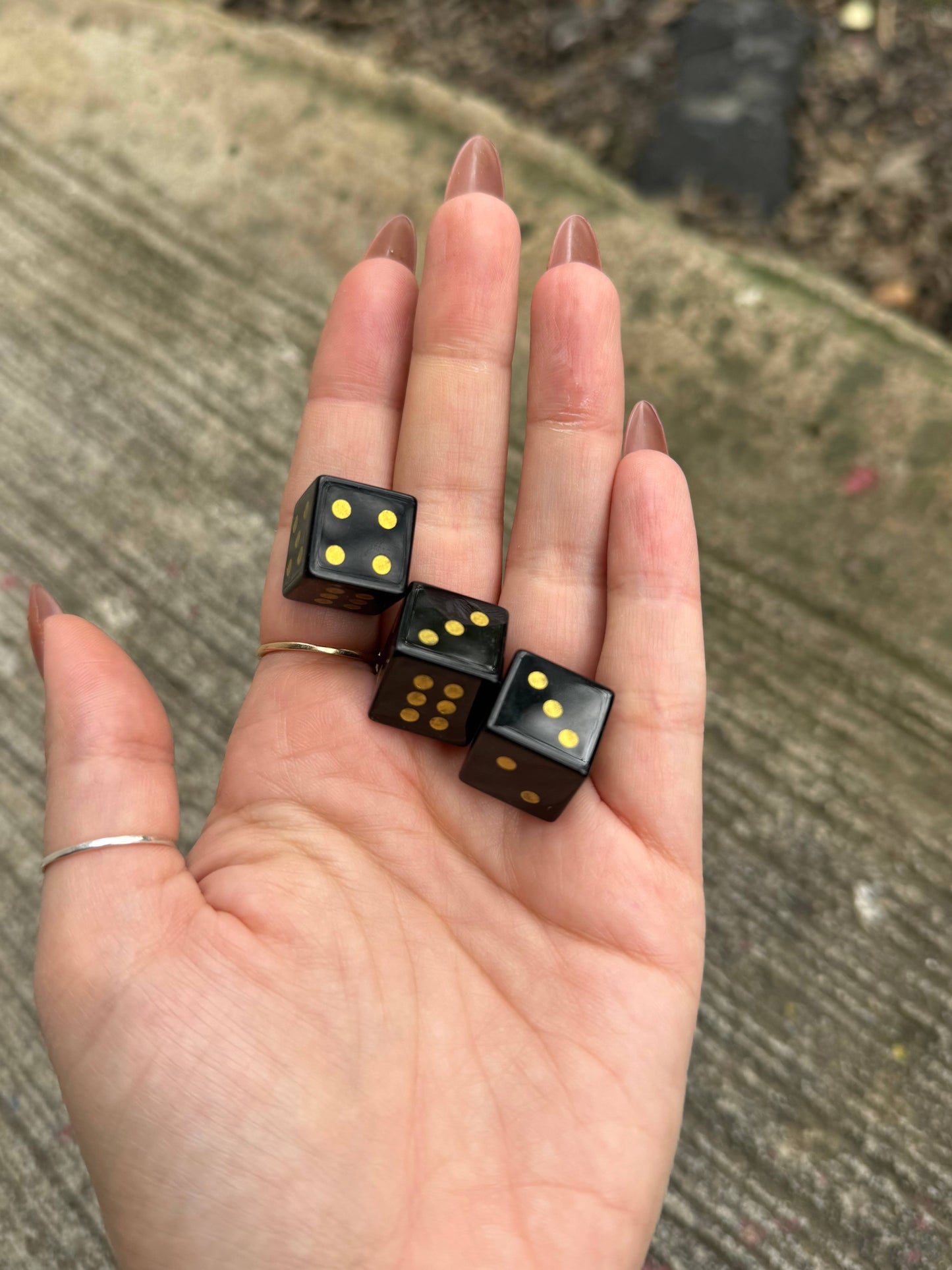 Black Obsidian Carved Dice-D2