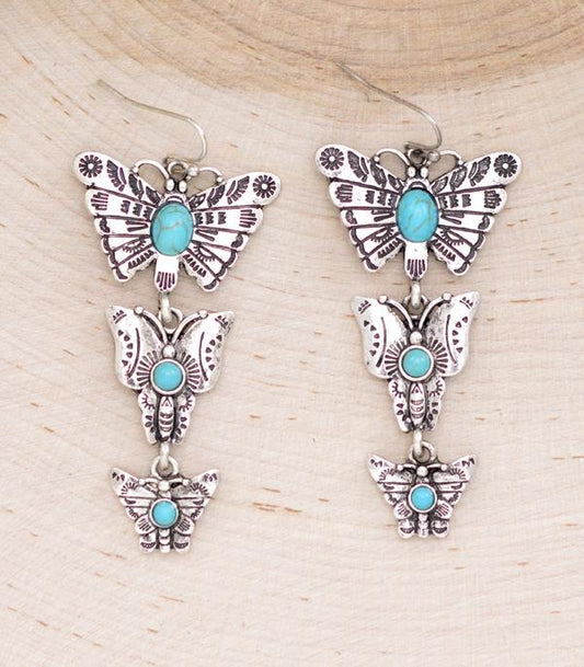 Triple butterfly earrings