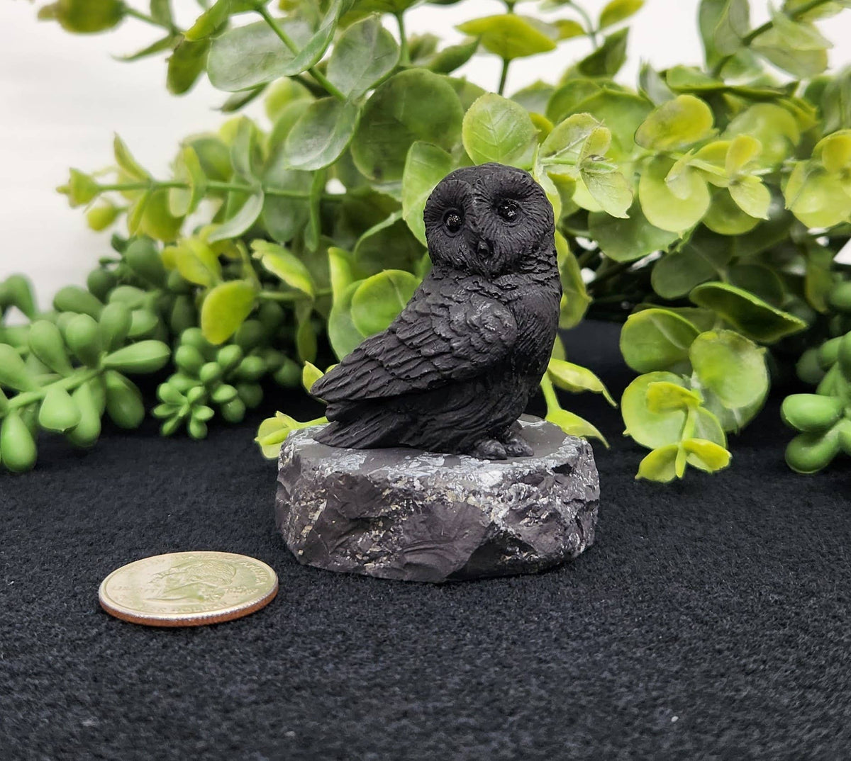 Shungite Figurine Owl Facing Sideways