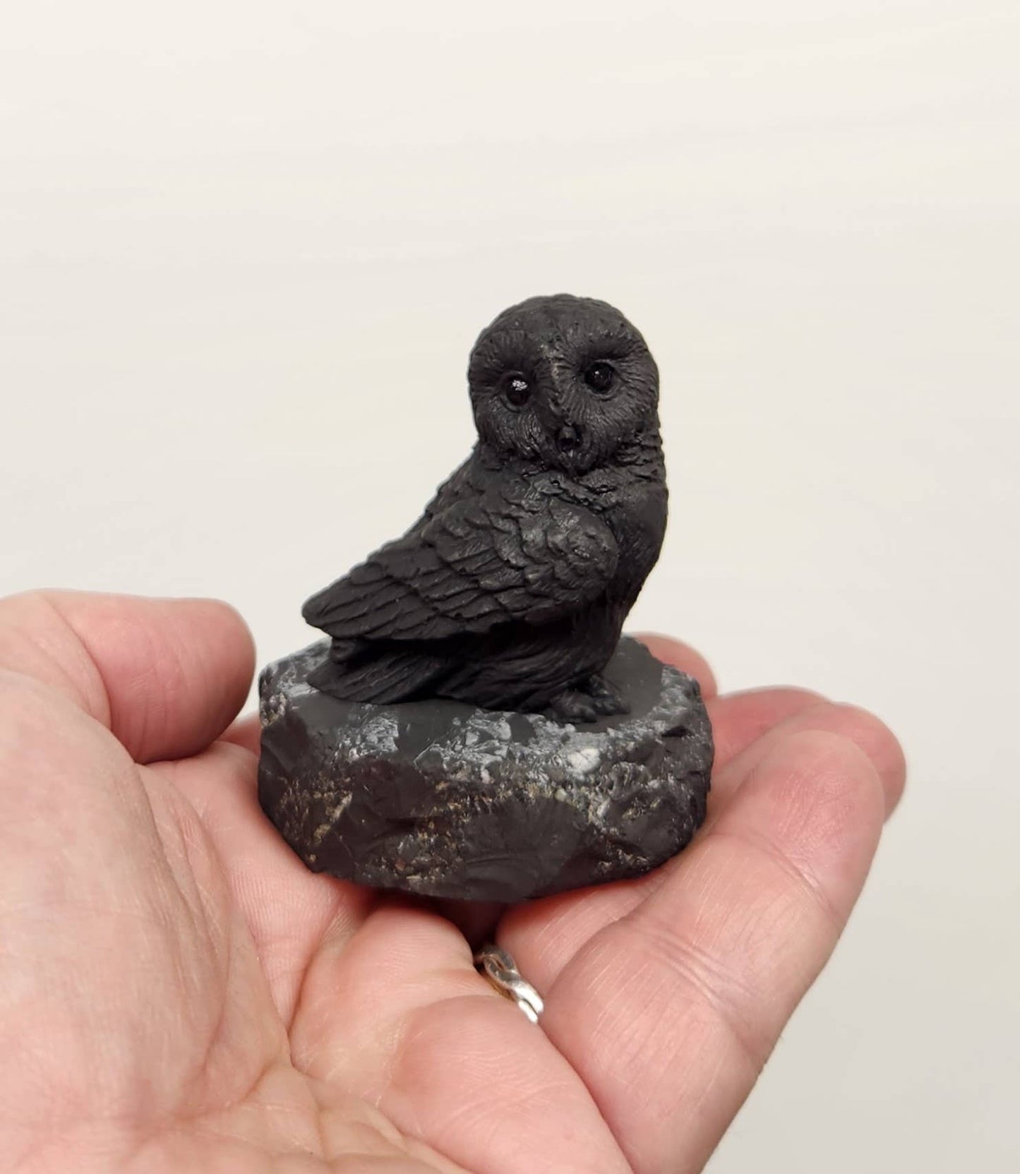 Shungite Figurine Owl Facing Sideways