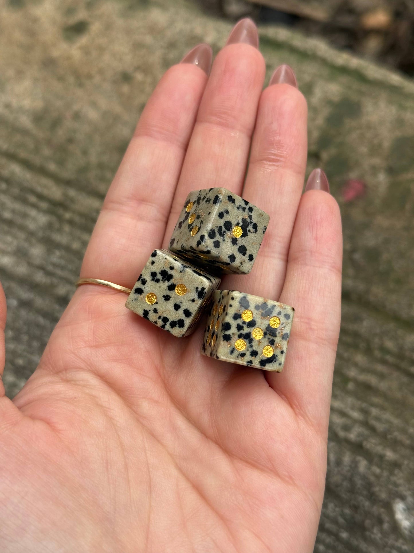 Dalmatian Jasper Carved Dice-D4