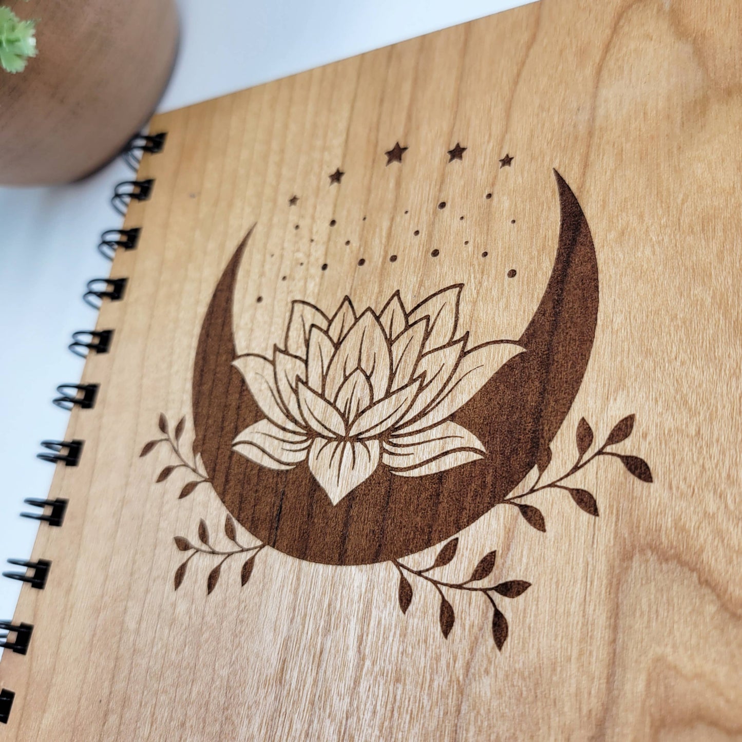 Lotus moon wood journal -  Lined