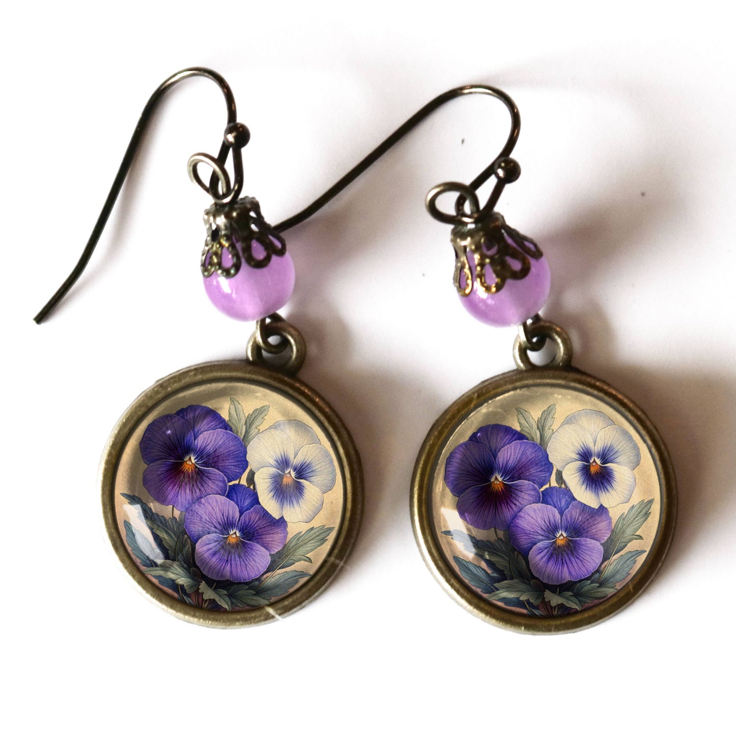 Purple Pansies Earrings