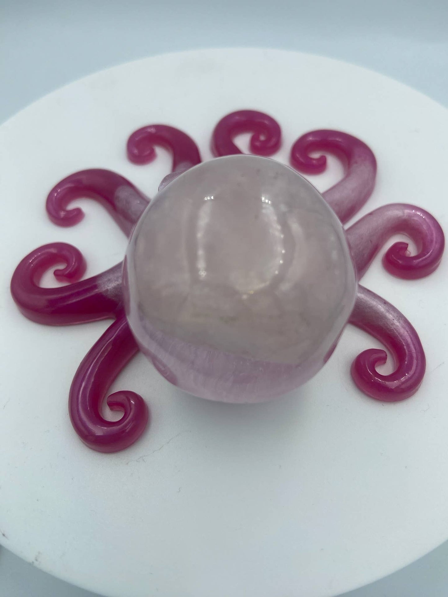 Octopus Figurine with a Rose Quartz Crystal