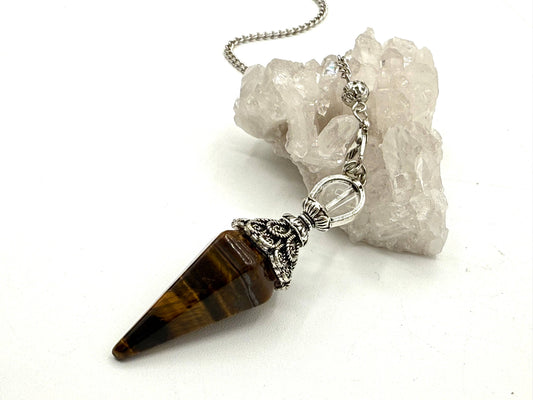 Yellow Tiger Eye Double Cap Pendulum