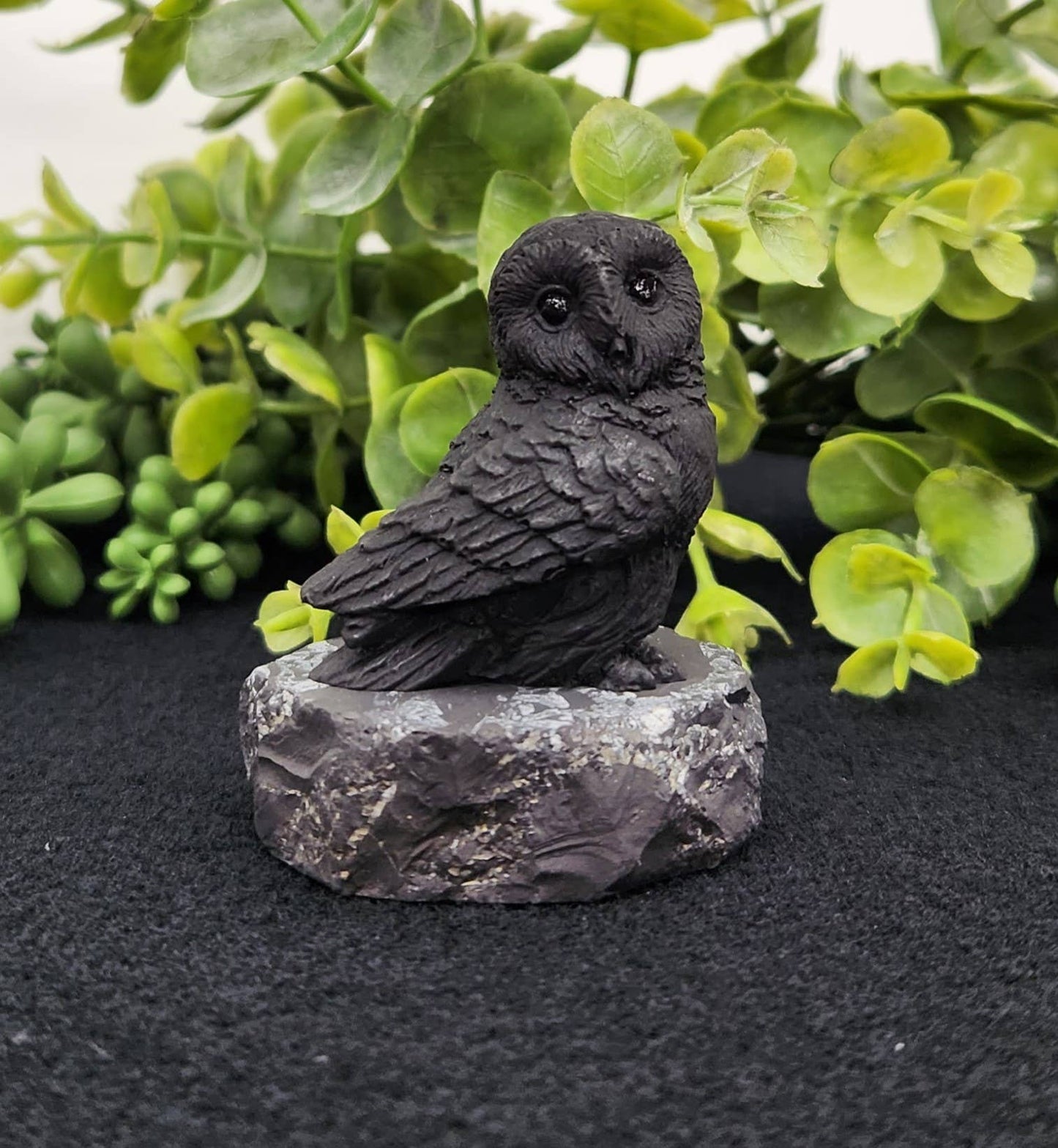 Shungite Figurine Owl Facing Sideways