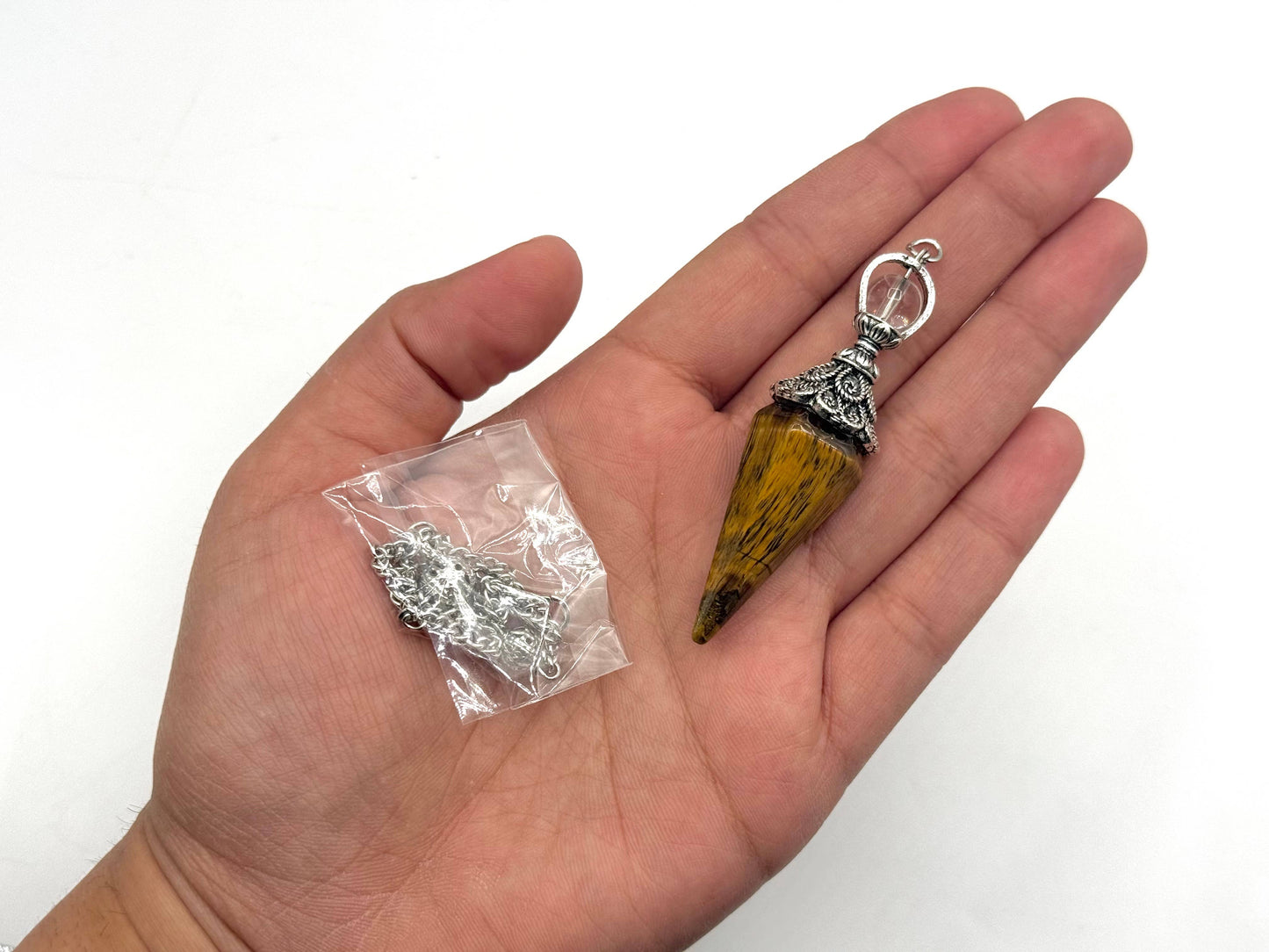Yellow Tiger Eye Double Cap Pendulum