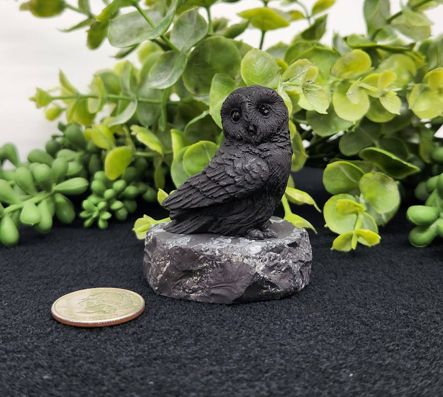 Shungite Figurine Owl Facing Sideways
