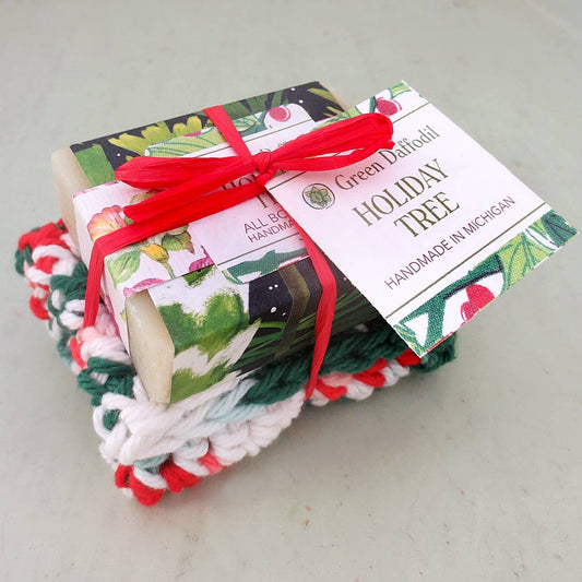 Holiday Tree Soap & Washcloth Set