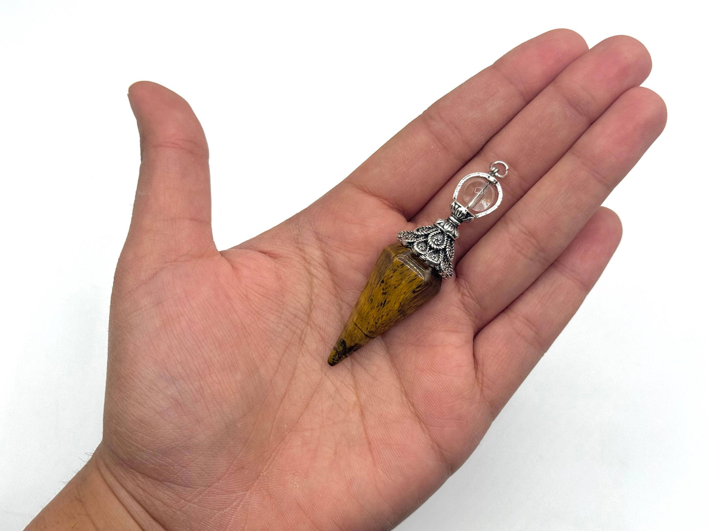 Yellow Tiger Eye Double Cap Pendulum