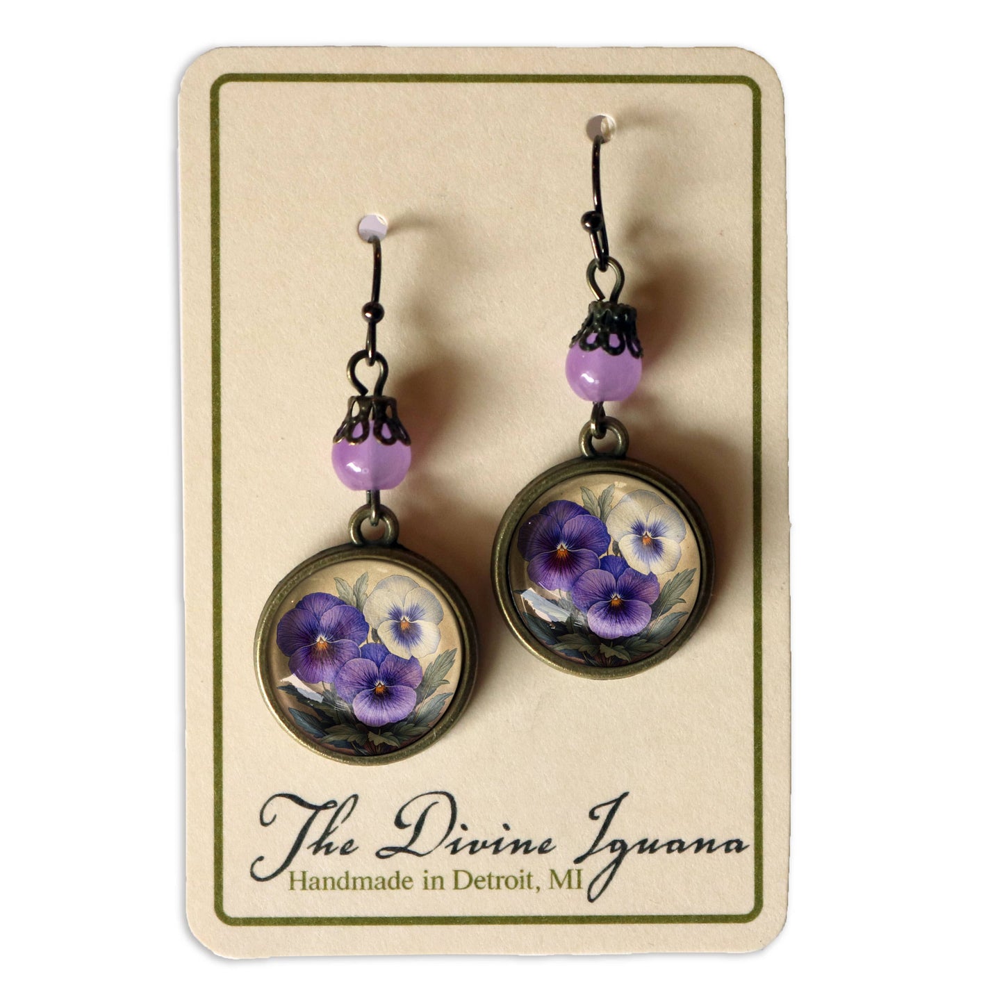 Purple Pansies Earrings
