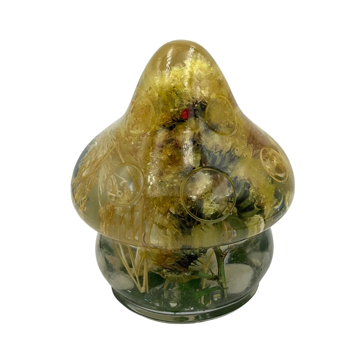 Large Mushroom Figurine with Citrine Crystals