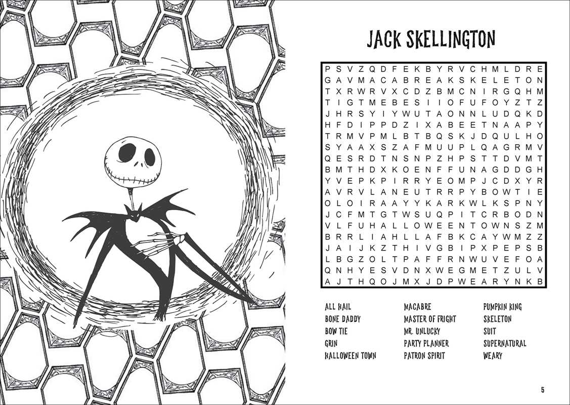 The Nightmare Before Christmas Word Search and Coloring Book