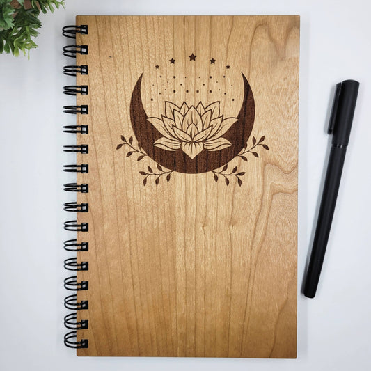 Lotus moon wood journal -  Lined