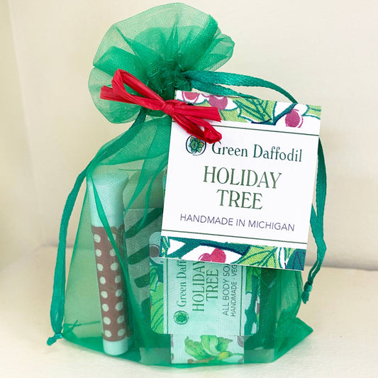 Holiday Tree Soap & Lip Balm Organdy Gift Set