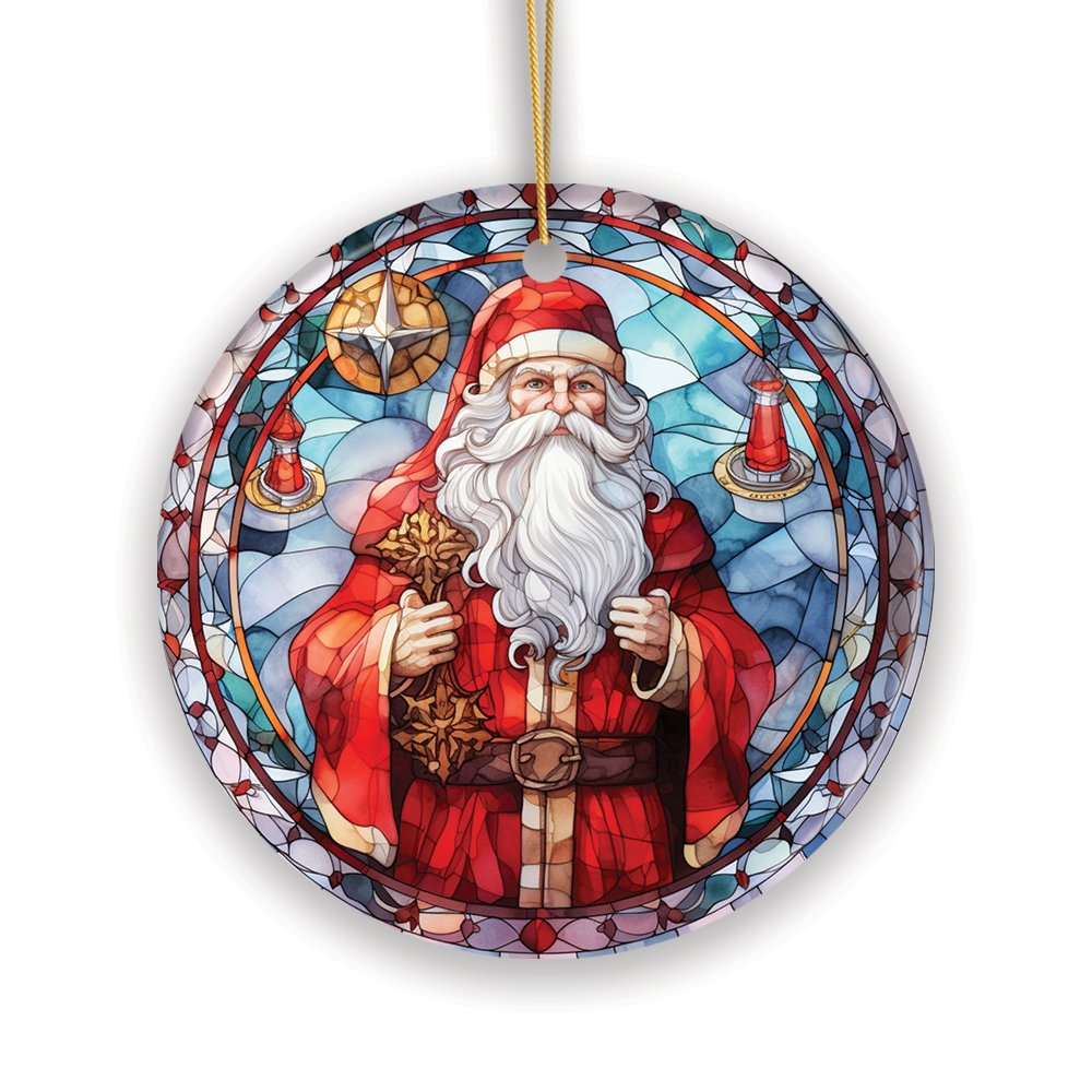 Santa Claus Stained Ceramic Ornament