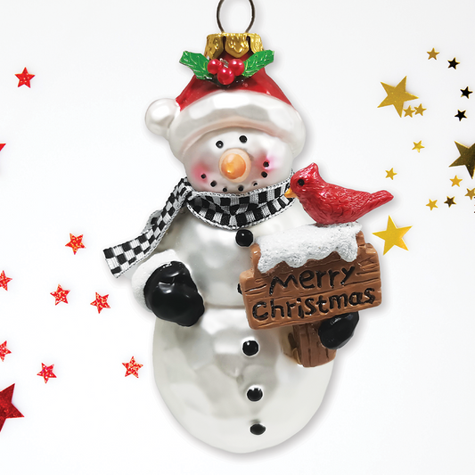 Frosty Neighborhood Snowman Glass Ornament