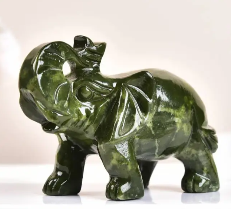Serpentine Elephant Figurine