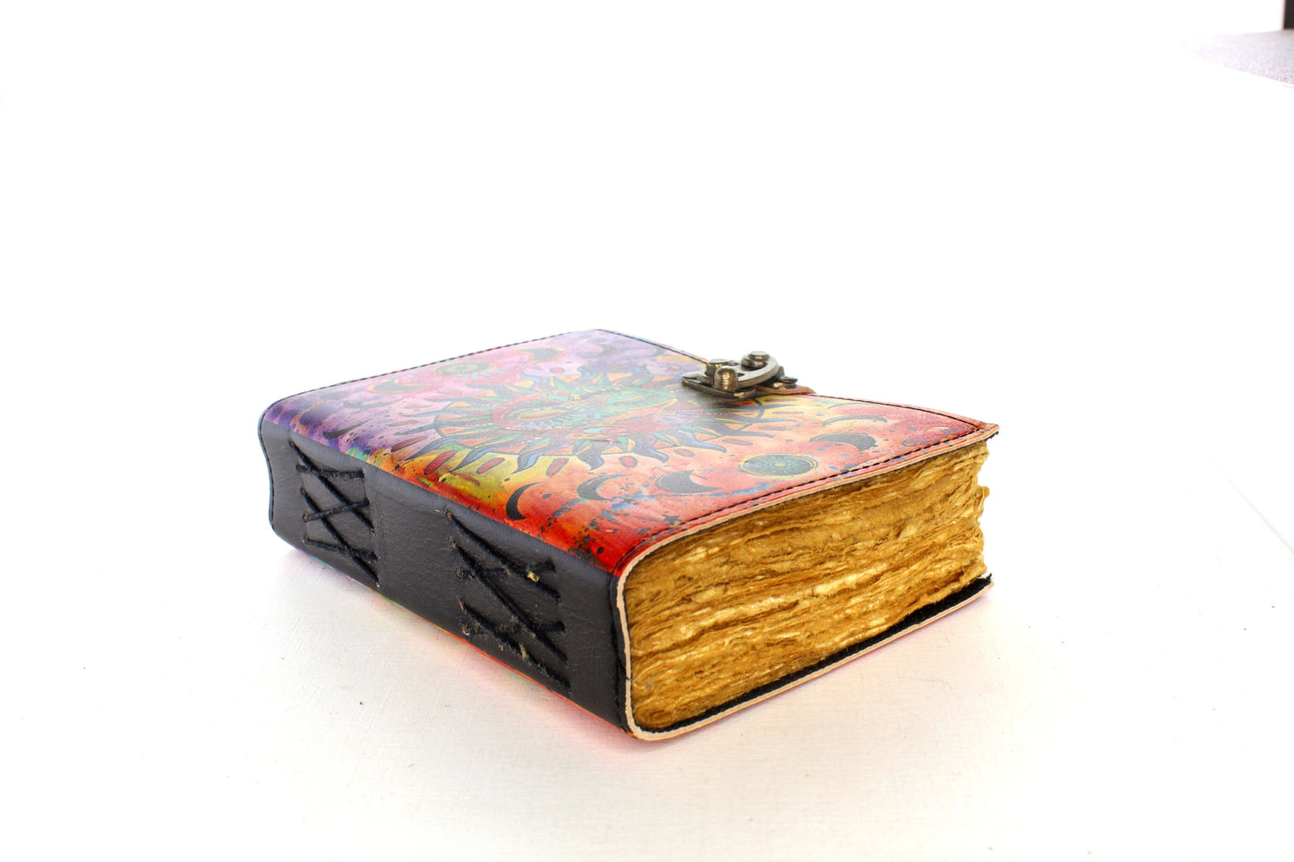 Handmade Sun Printed Leather Journal