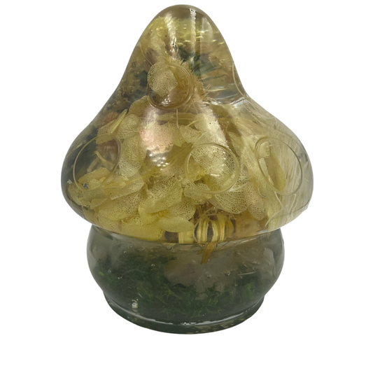 Large Mushroom Figurine with Citrine Crystals