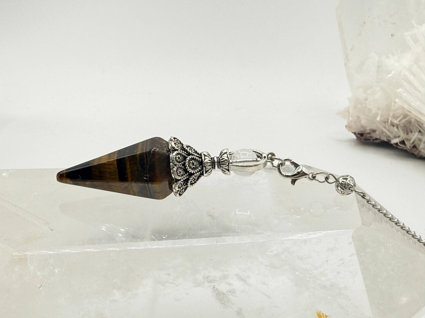 Yellow Tiger Eye Double Cap Pendulum