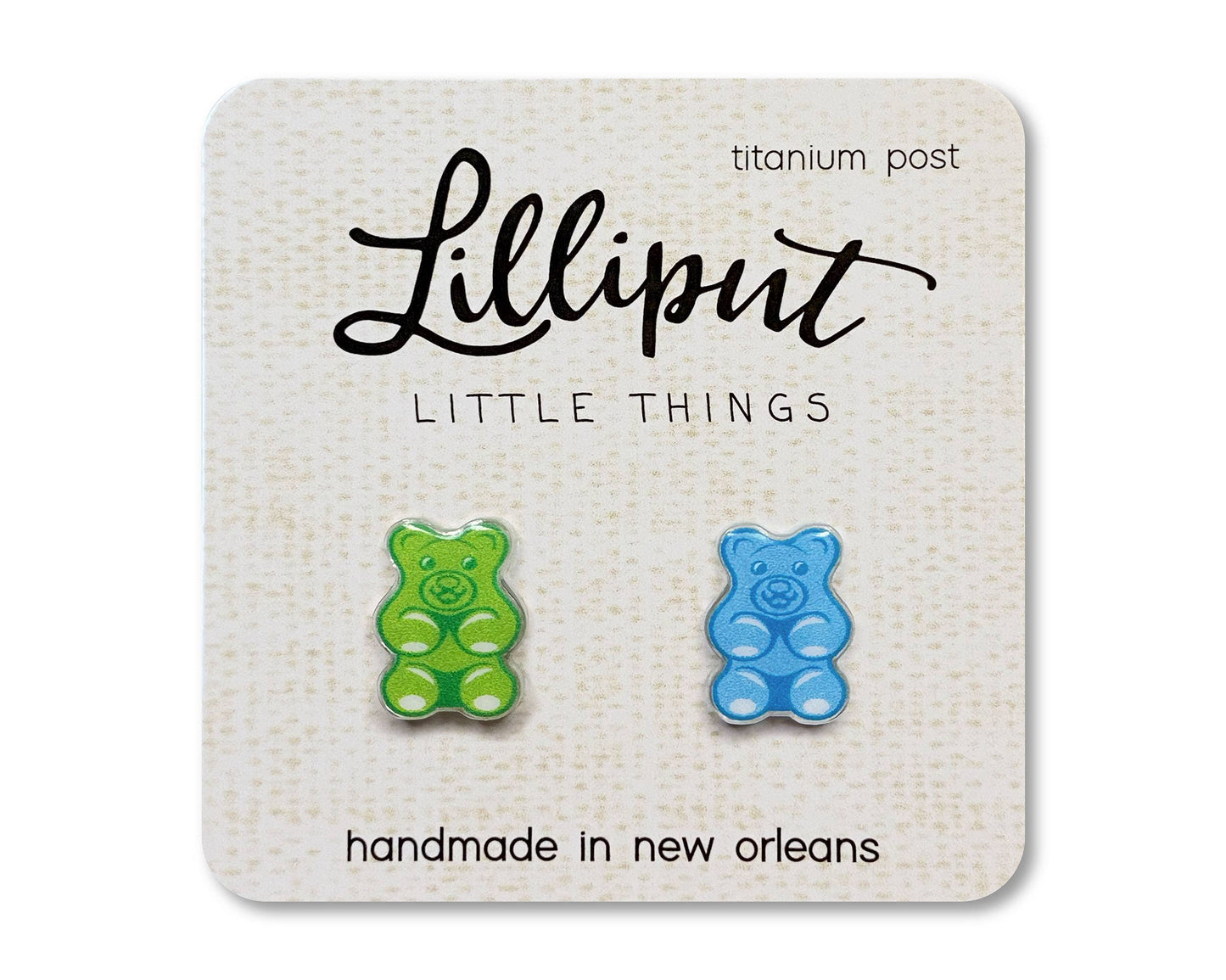 Gummy Bear Earrings : Green/Blue