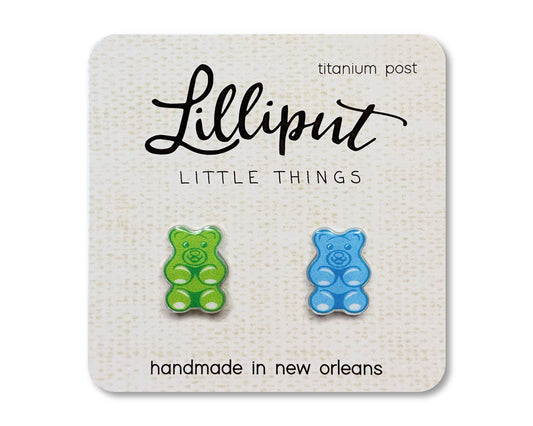 Gummy Bear Earrings : Green/Blue