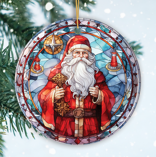 Santa Claus Stained Ceramic Ornament