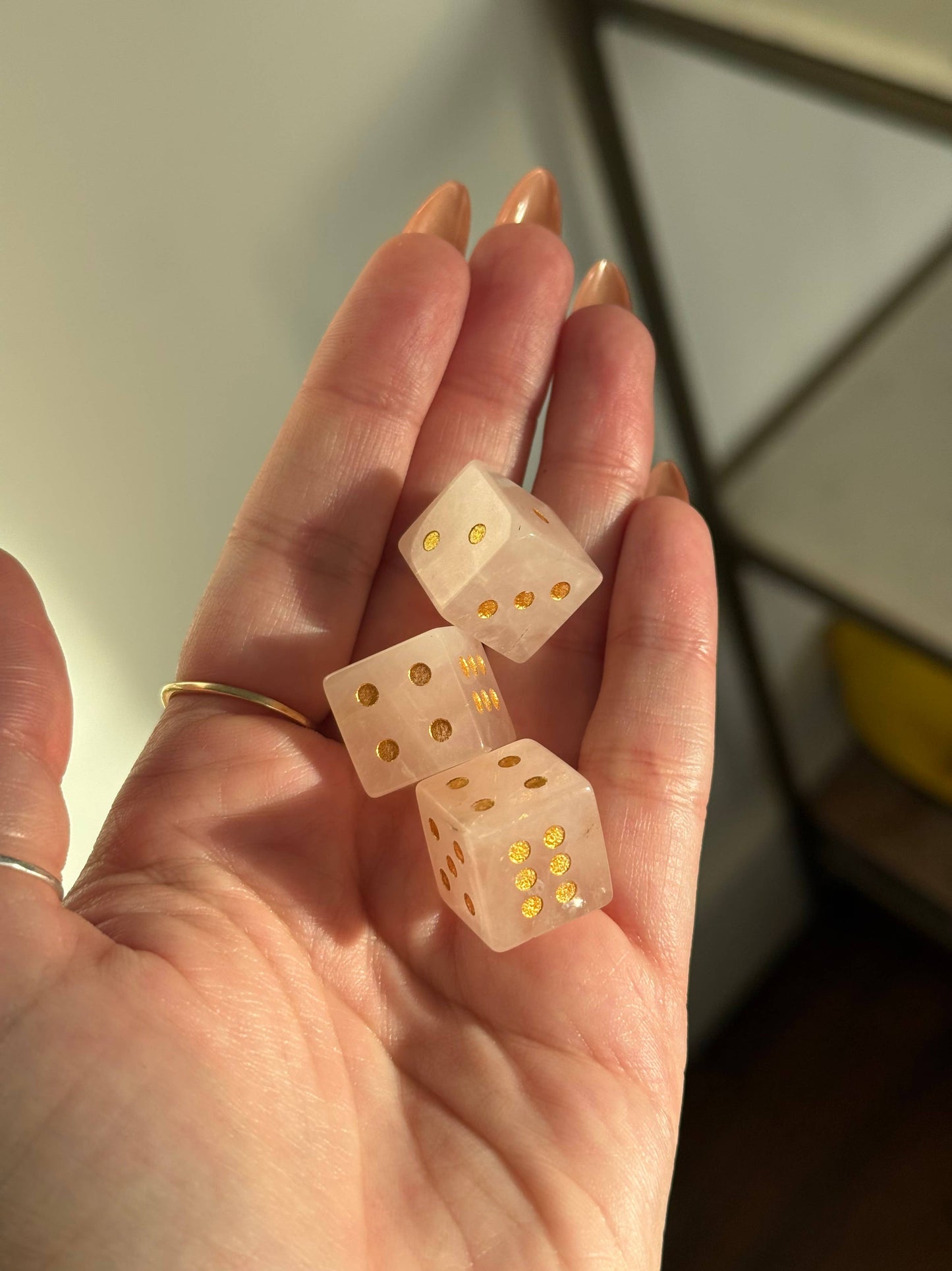 Rose Quartz Carved Dice-D8