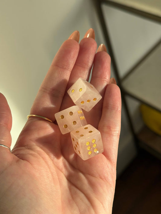 Rose Quartz Carved Dice-D8